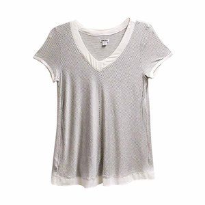 NWT DKNY Chiffon Trim Pajama Top Striped